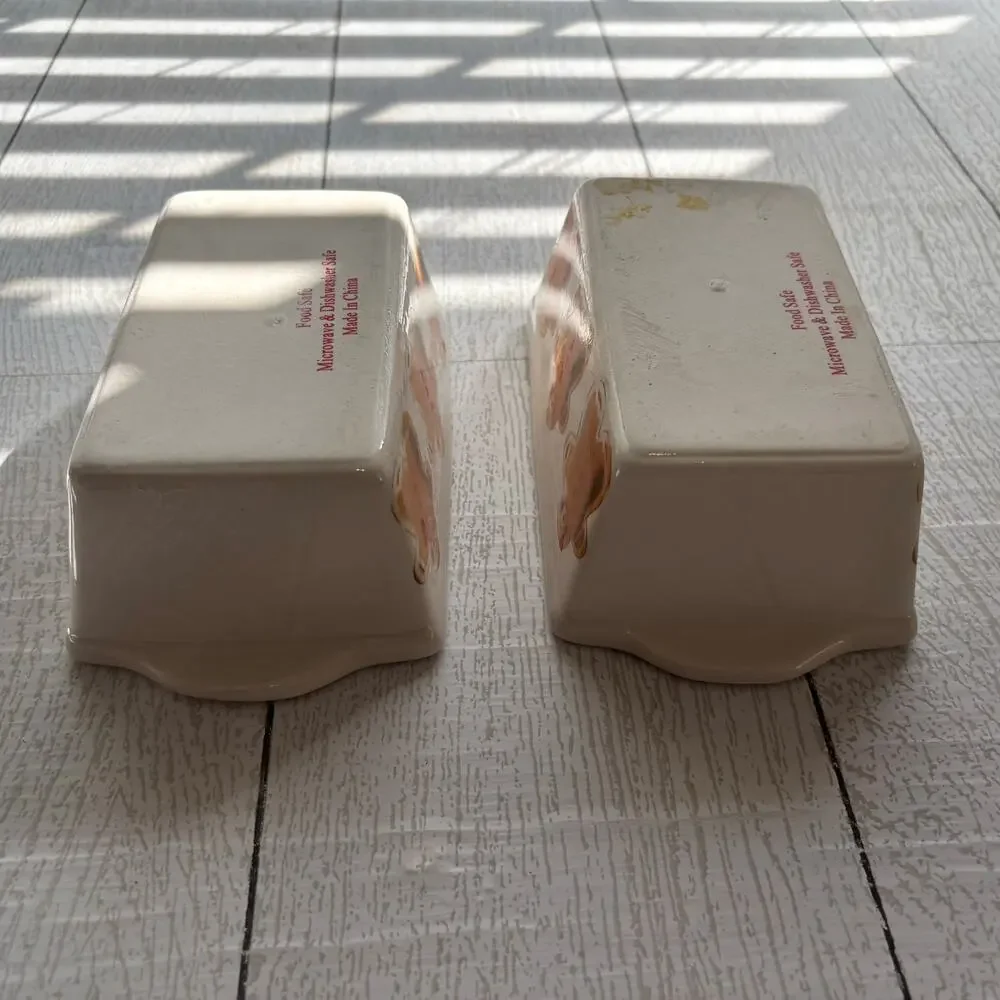 Gingerbread Mini Loaf Baking Dishes Set of 2 Ceramic Holiday